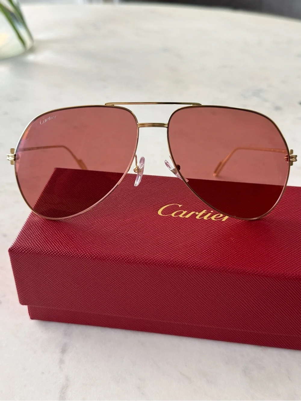 New unisex CARTIER CT0110S 010 Gold/Red AVIATOR PILOT Sunglasses